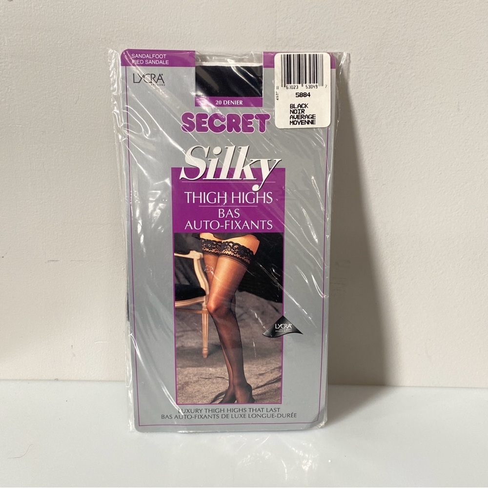 Vintage Lycra Secret Sandlefoot Thigh High Black Average New Old Stock